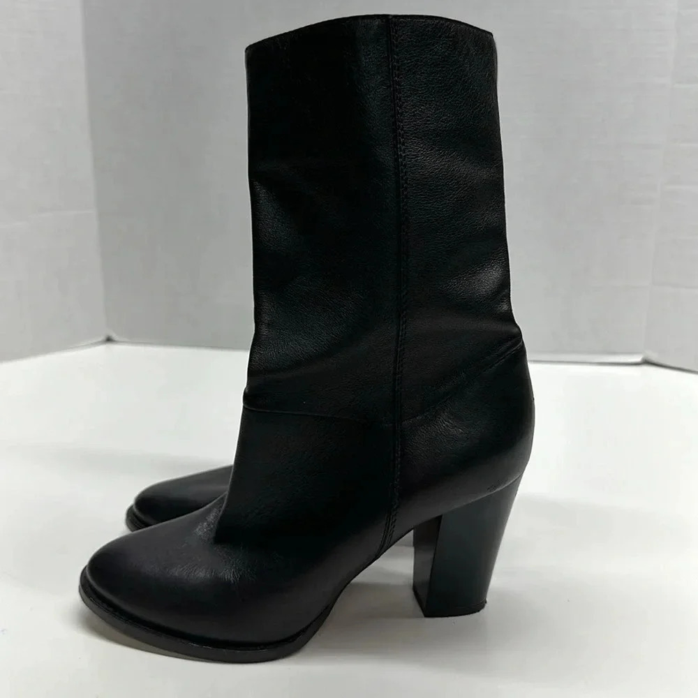 Jimmy Choo Boots High Heeled Boot Soft Vachetta Leather Pull On Black Size 6.5 - Picture 2 of 11